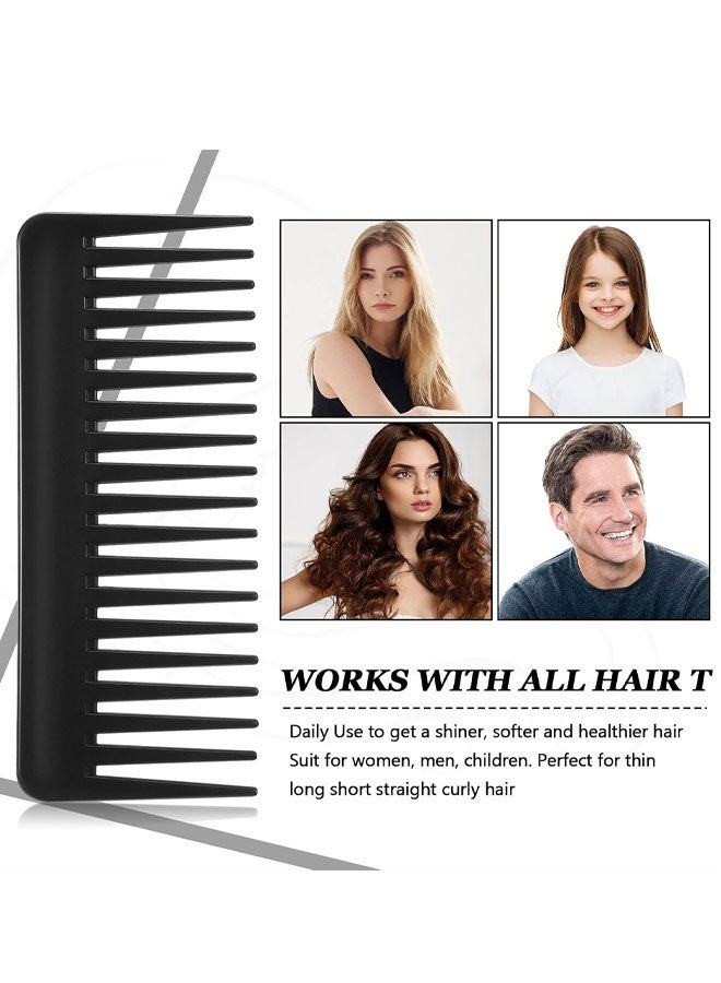 مشطان واسعان الأسنان لفك تشابك الشعر المجعد والجاف والمبلل، بدون مقبض (أسود) - Image 5